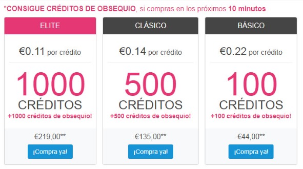 Precios de créditos de membresía en Ashley Madison